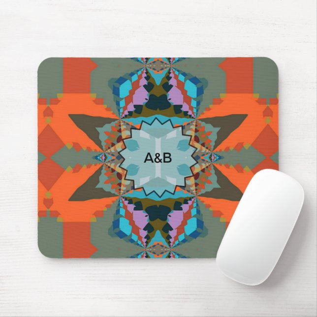 Colourful South Western Geometric Pattern Mouse Pad (With Mouse)