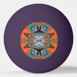 Colourful South Western Geometric Pattern Ping Pong Ball