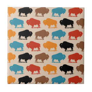 Colourful Southwestern Buffalo Pattern Ceramic Tile