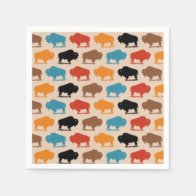 Colourful Southwestern Buffalo Pattern Napkin (Front)