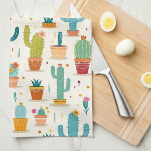 Colourful Southwestern Cactus Tea Towel