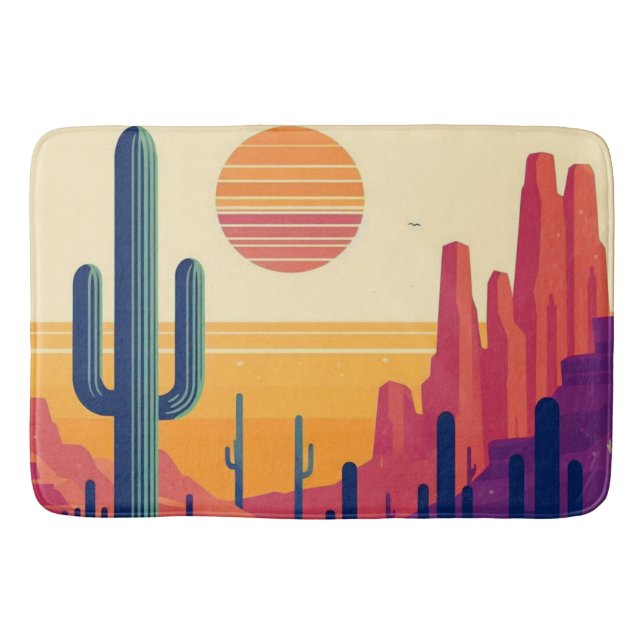 Colourful southwestern desert art bath mat (Front)