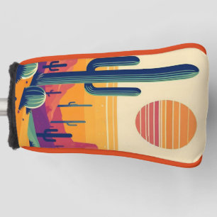 Colourful southwestern desert art golf head cover