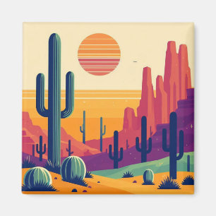 Colourful southwestern desert art magnet