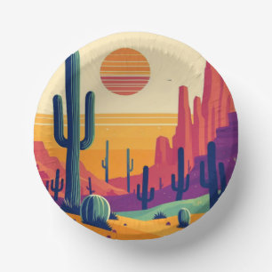 Colourful southwestern desert art paper plate