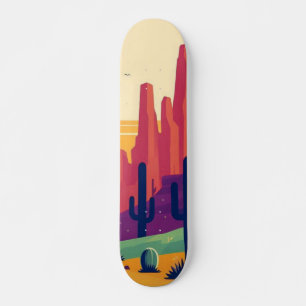 Colourful southwestern desert art skateboard