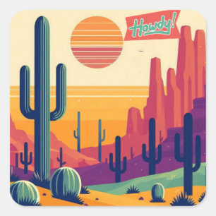 Colourful southwestern desert art square sticker