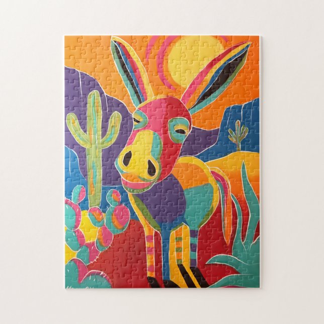 Colourful southwestern donkey puzzle (Vertical)