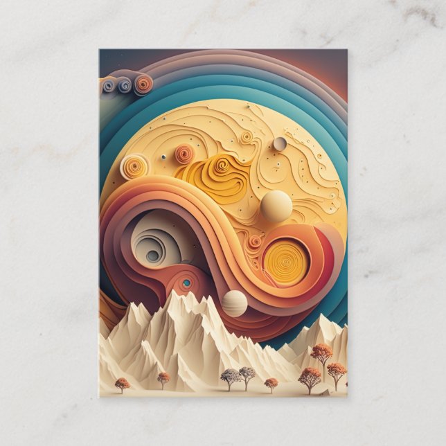 Colourful Space 3D Effect Background Business Card (Front)