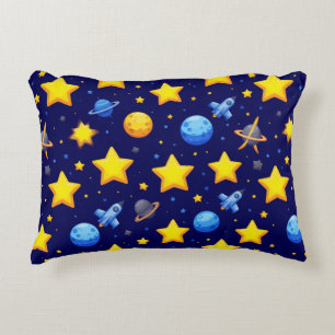 Colourful Space Adventure Decorative Cushion
