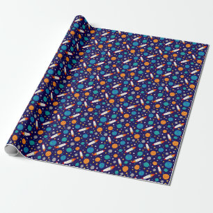 Colourful Space Adventure Kids Pattern – Rockets, Wrapping Paper