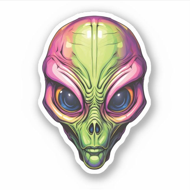 Colourful Space Alien Face Creepy Cartoon Alien (Front)