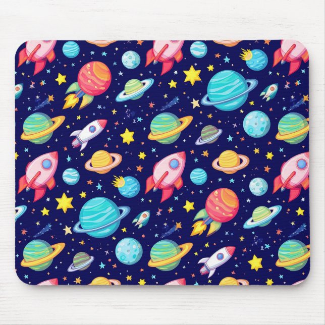 Colourful Space Cartoon Pattern Mouse Pad (Front)