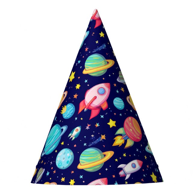 Colourful Space Cartoon Pattern Party Hat (Front)