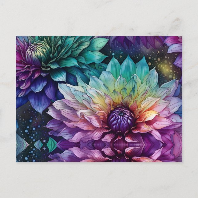 Colourful Space Dahlia Flower Postcard (Front)