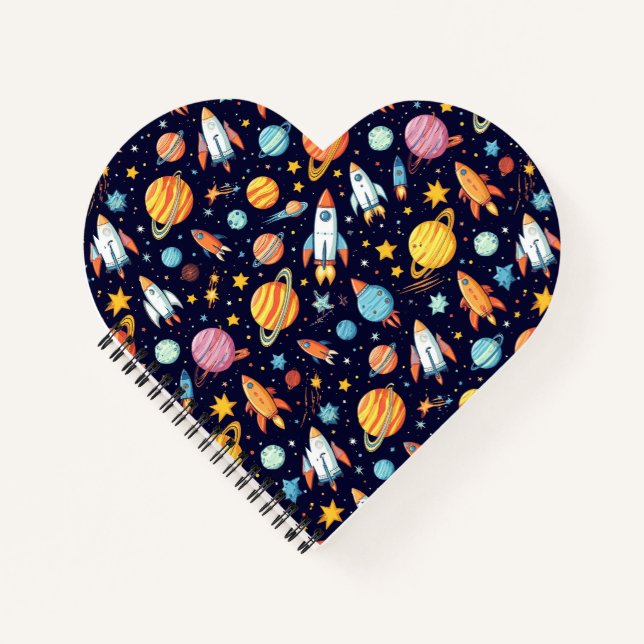 Colourful Space Exploration Pattern Notebook (Front)