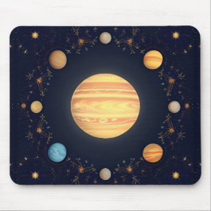 Colourful Space Illustration Mouse Pad