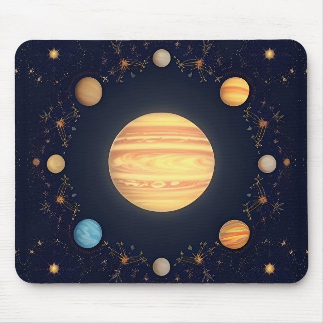 Colourful Space Illustration Mouse Pad (Front)