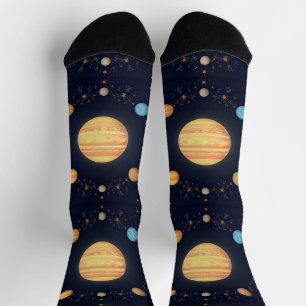 Colourful Space Illustration Socks