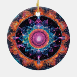 Colourful Space Mandala Ceramic Ornament