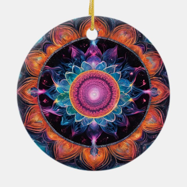 Colourful Space Mandala Ceramic Ornament (Back)