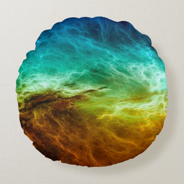 Colourful space nebula background,abstract,astrono round cushion (Front)