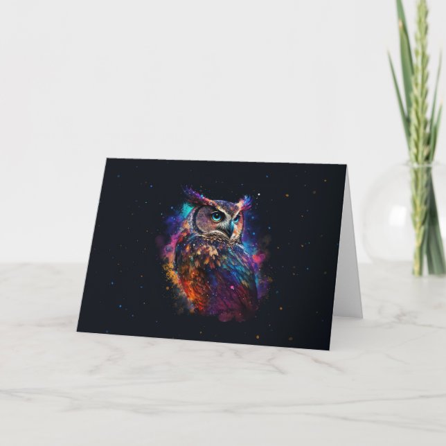 Colourful Space Owl            Card (Front)