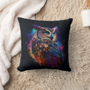 Colourful Space Owl            Cushion