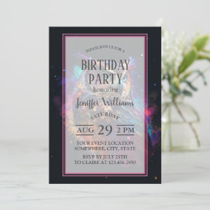 Colourful Space Owl Invitation