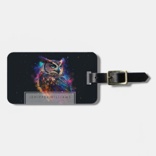 Colourful Space Owl            Luggage Tag