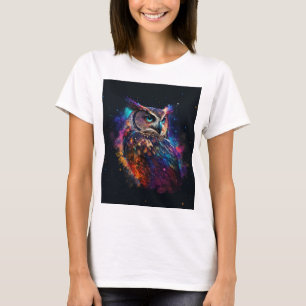 Colourful Space Owl T-Shirt