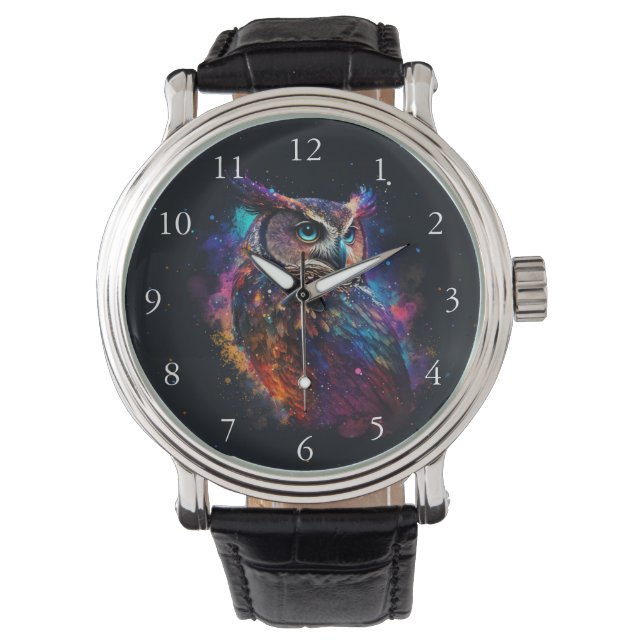 Colourful Space Owl            Watch (Front)