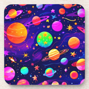 Colourful Space Pattern Coaster