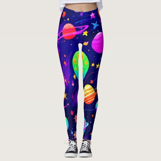 Colourful Space Pattern Leggings (Front)