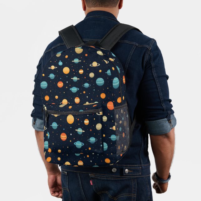 Colourful Space Planet Pattern Printed Backpack (Insitu (Model))
