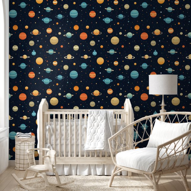 Colourful Space Planet Pattern Wallpaper (Kids)