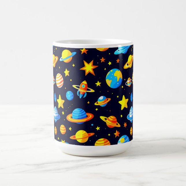 Colourful Space Theme Illustration With Planets Coffee Mug (Center)