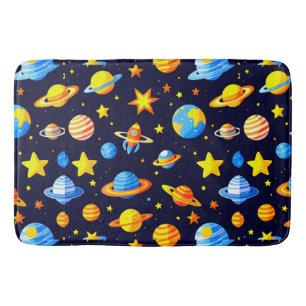 Colourful Space Theme With Planets Bath Mat