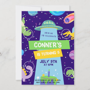 Colourful Space Themed Birthday Celebration Invitation