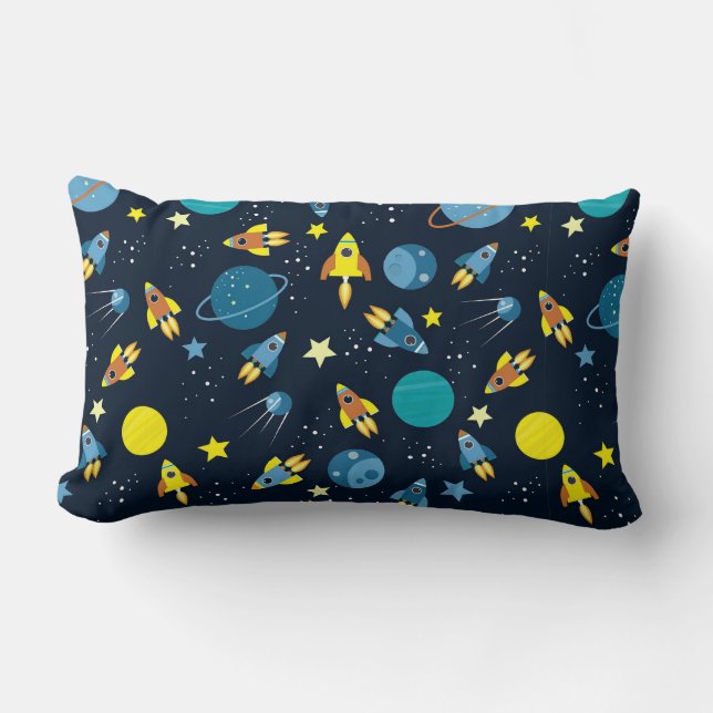 Colourful Space-Themed Pattern Lumbar Cushion (Front)