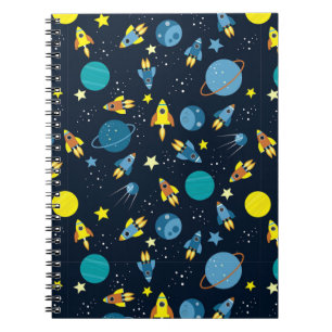 Colourful Space-Themed Pattern Notebook