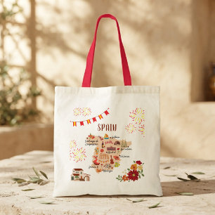 Colourful Spain travel map (One-sided print) Tote Bag