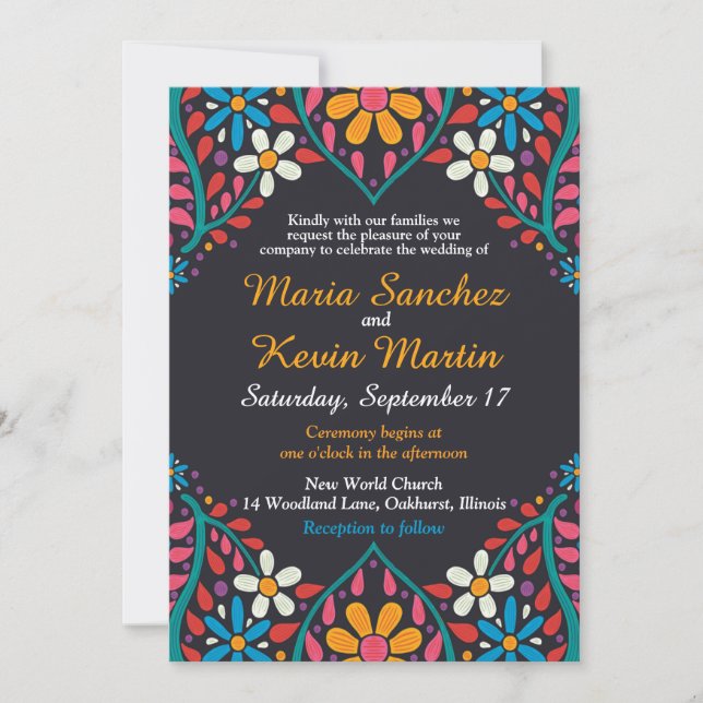 Colourful Spanish Border Wedding invitation (Front)