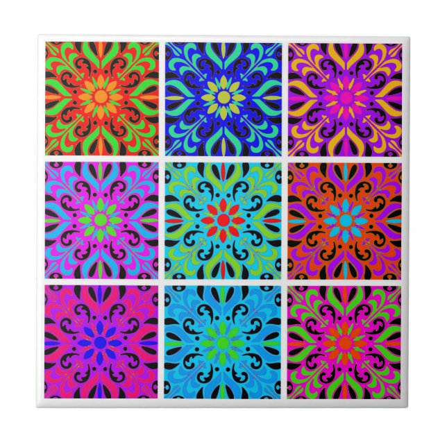 Colourful Spanish Moroccan Modern Ceramic Tile (Front)