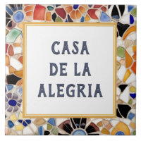 Colourful Spanish Mosaic Custom House Name Plate