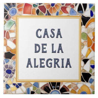 Colourful Spanish Mosaic Custom House Name Plate Ceramic Tile