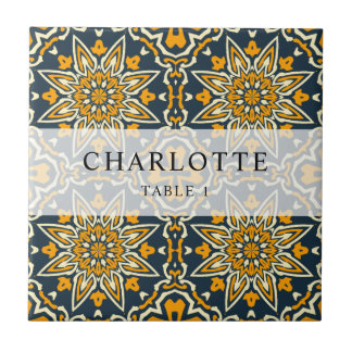 Colourful Spanish Pattern Tile Wedding Place Card