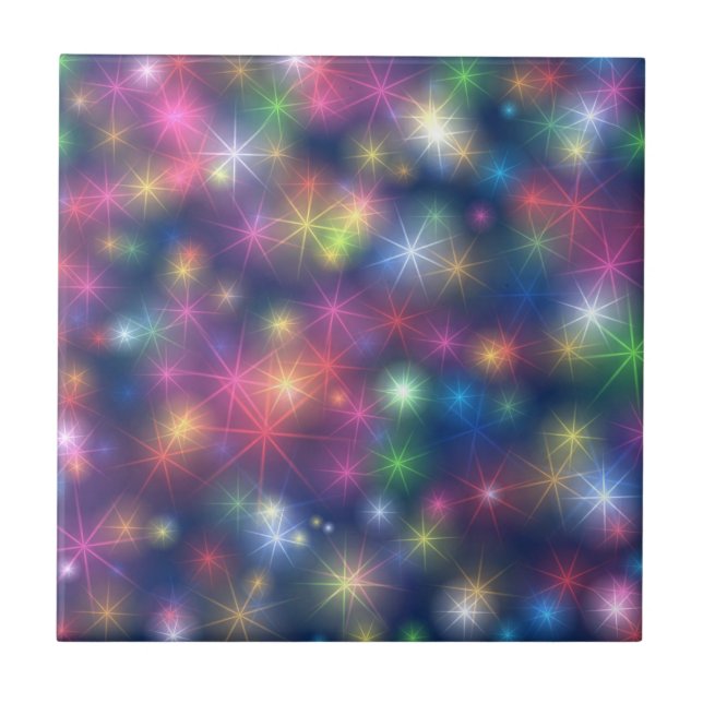 Colourful Sparkles Party Lights Ceramic Tile (Front)