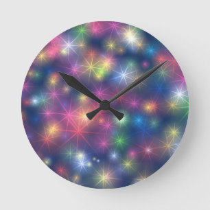 Colourful Sparkles Party Lights Round Clock