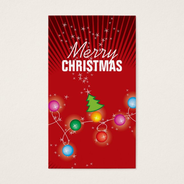 Colourful Sparkling Christmas Tree Lights Gift Tag (Front)